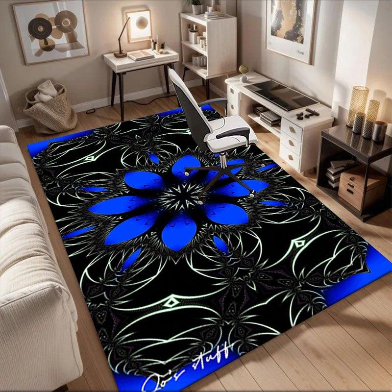 

Blue Mandala Abstract Art Print - Wall Decor Poster Office Mat Home Decor Office Desk Chair Rugs Chair Carpet for office Chair Mat Gift For 60cm by 90cm