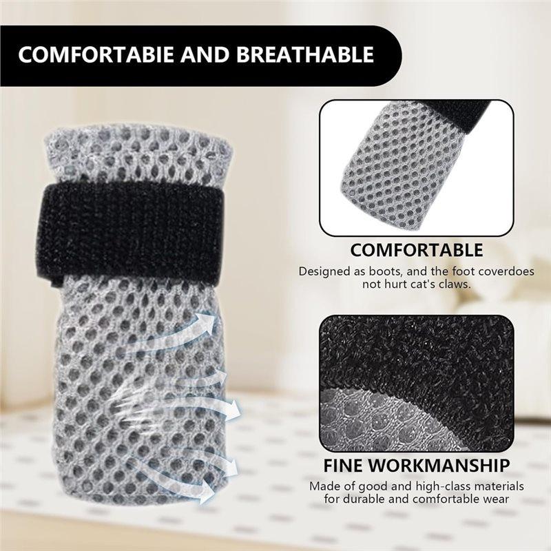 J1UL1N 4 PCS Cat Mittens To Prevent Scratching,Adjustable Dog Booties To Prevent Scratching, For Bathing,Feeding Nailtrimming