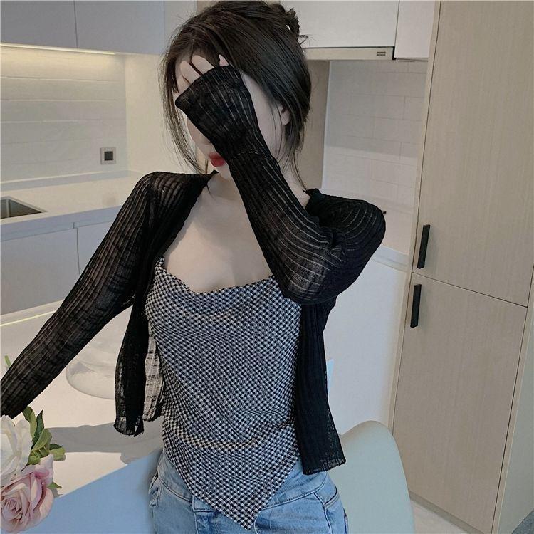 Dámský háčkovaný krajkový kardigan 2025: Lehký, Dlouhý rukáv, Ochrana proti slunci