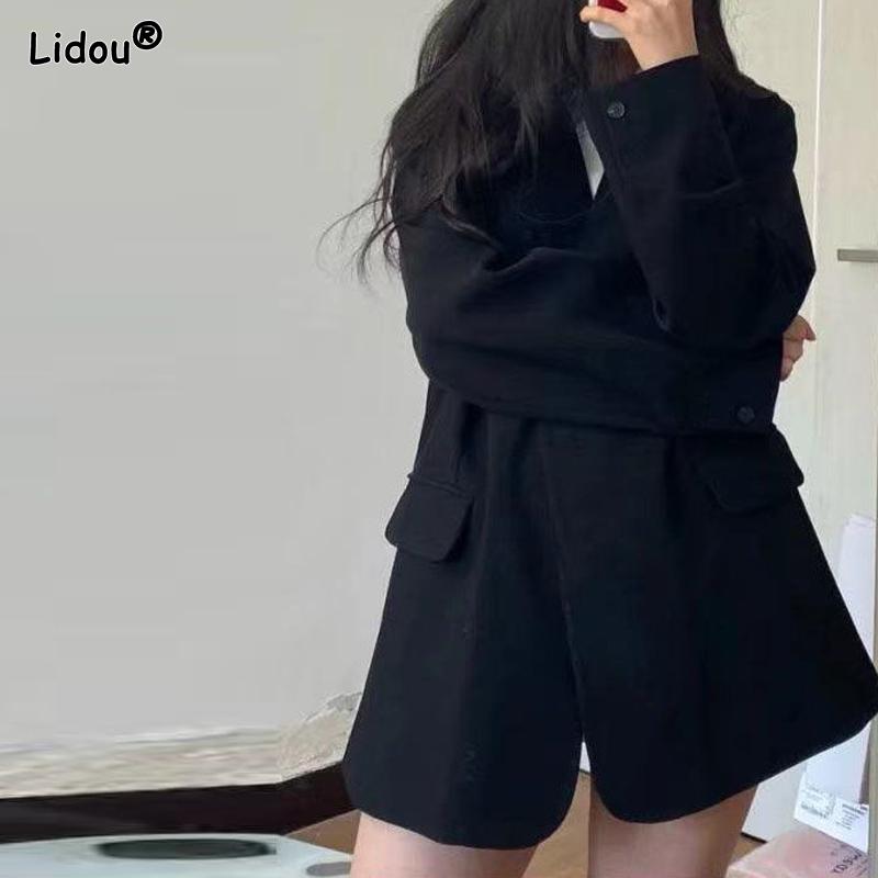 Kerbiges Temperament Einfarbig Knopfleistentaschen Schlichtheit Blazer Elegant Mode Locker Lässig Damenbekleidung Frühling Sommer