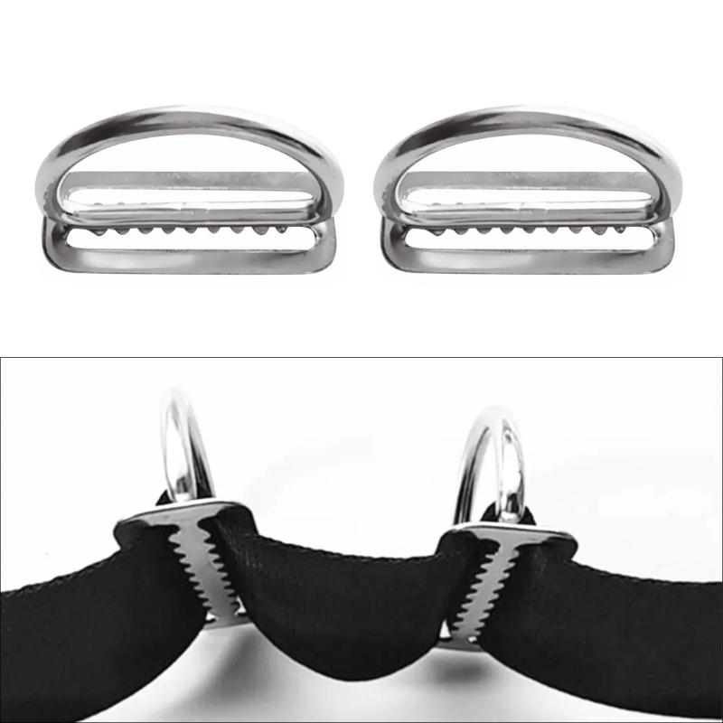 2Pcs Diving Weight Belt Slide Keeper Stainless Steel Weight Belt Stoppers Serrated Scubas Diving Weight Belt Retainer