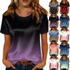 Women's Short Sleeve Crew Neck Gradient Print T Shirt Casual Loose Fit Lightweight Soft Fabric Top for Daily Wear