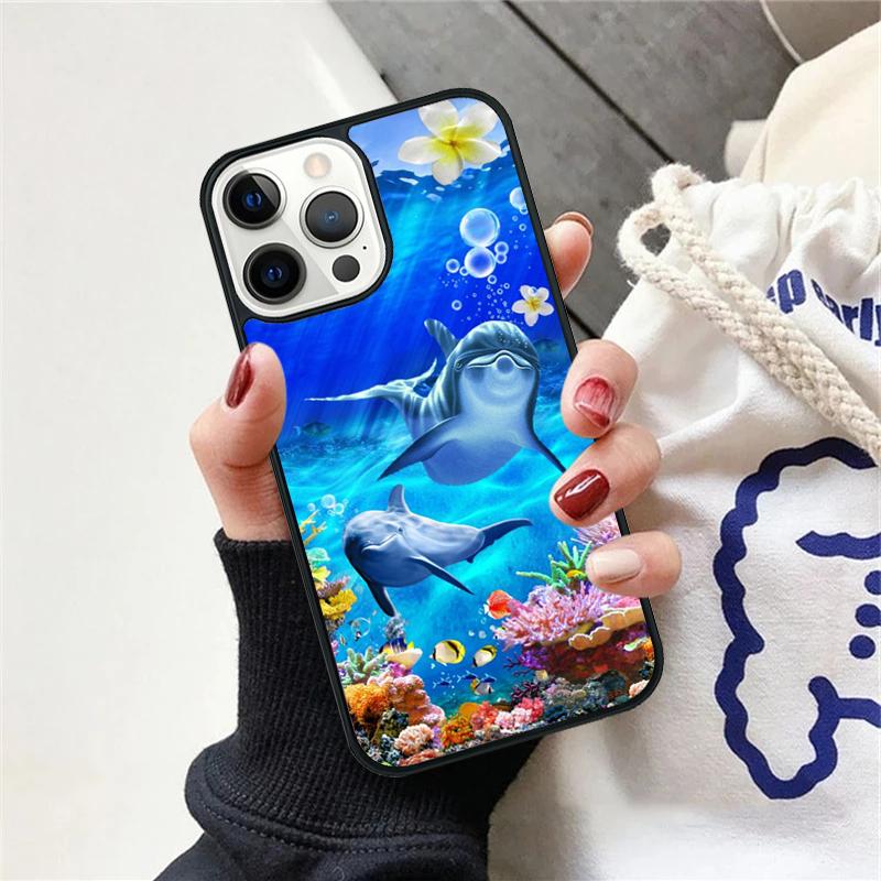 Cute Dolphin Ocean Phone Case For iPhone 17 Air 15 16 Cover 11 13 14 Pro Max 12 Plus Max Fundas
