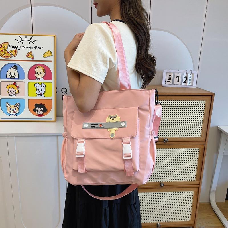 Small fresh nylon bag, women's crossbody shoulder bag, tote bag, class bag, large-capacity student tutoring bag