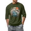 Men'S Round Neck Three-Quarters Sleeve Top Casual Fashion T-Shirt