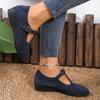 Cross-border Large-size Muller Shoes Spring and Autumn New Shallow Mouth One-pedal Suede Wedge Heel Round Head Fashion Single Shoes In Stock