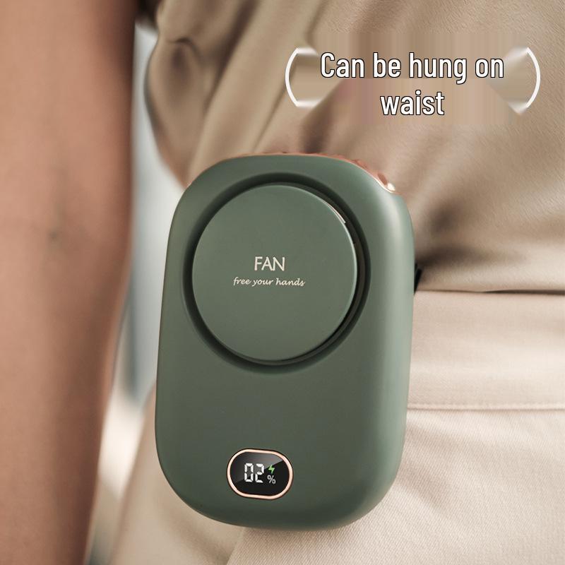 Portable USB Rechargeable Bladeless Fan with Clip and Digital Display for Neck or Waist