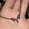Elegant Butterfly Crosses Pendant Necklace Alloy Neckchain Fashion Accessory For Daily Wear Special Occasions