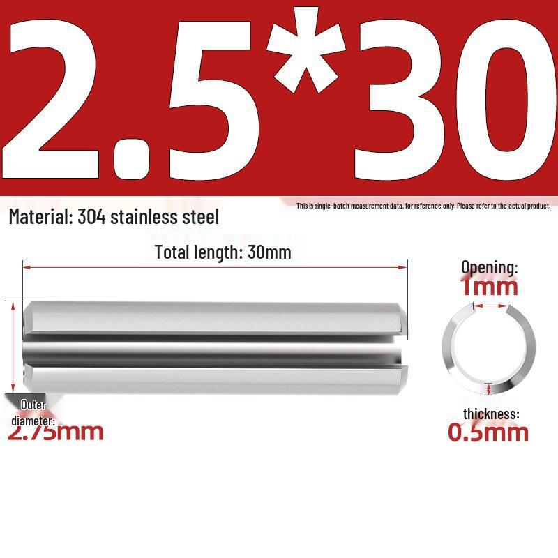 304 Stainless Steel Slotted Spring Pin, Cylindrical Shaft Pin, Locating and Hollow Pin (M5-M12)