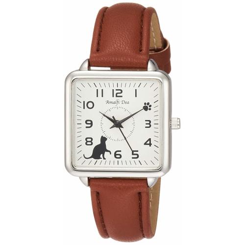 Arias Amalfidia Analog Watch, Waterproof, Leather Strap, Cat Design, White Dial, WW20025A-154, Women's, Brown