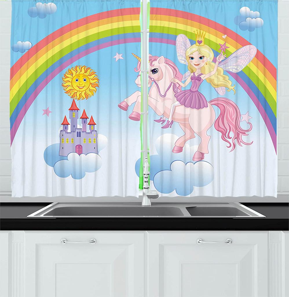 Cartoon Einhorn Niedliche Fenstervorhänge Vorhänge für Wohnzimmer Dekorative Artikel Wohnzimmer