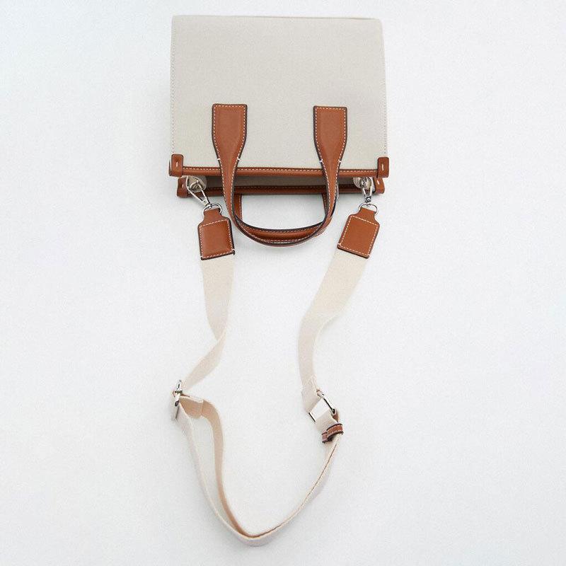 New Luxury Brand Canvas Leather Women's Fashion Bag Crossbody Shopping Bag