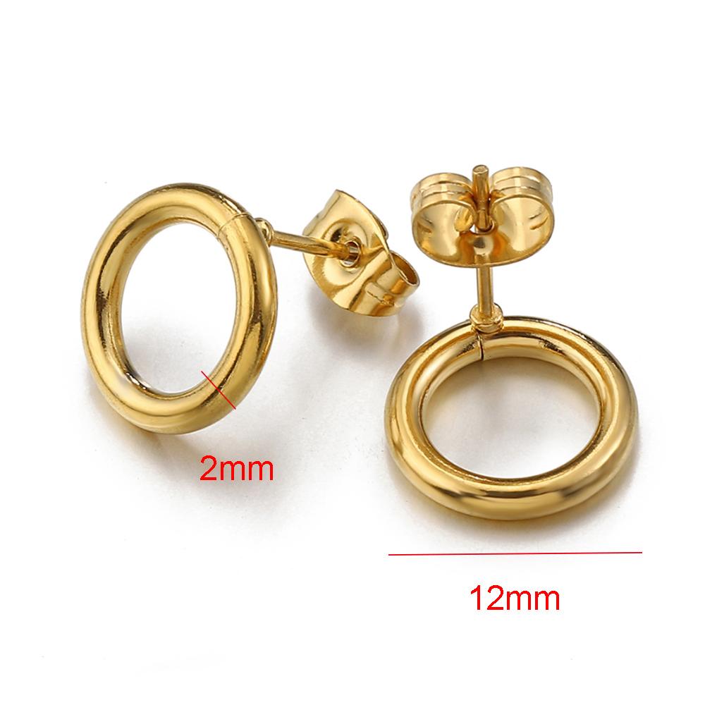 10pcs Stainless Steel Ear Studs Smooth Surface Dangle Earring Base with Hole for Pendant DIY Jewelry Making Accessories Supplies