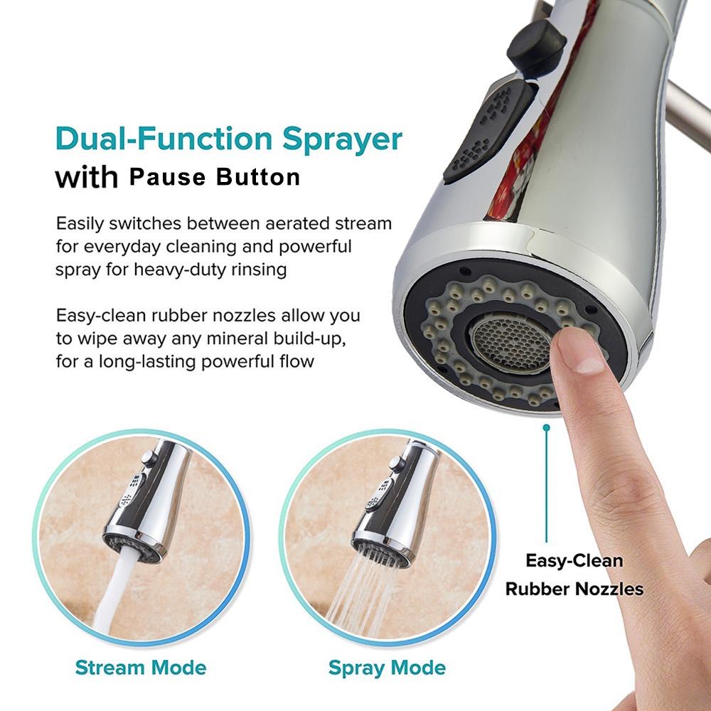New Modern Kitchen Stainless steel Mixer Tap Sink Spray Pull-Out Faucet Swivel Spout Silvery