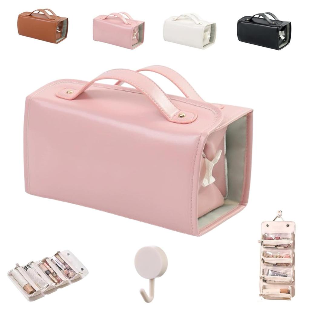 Leather Cosmetic Bag, , Cosmetic Travel Bag, Makeup Bag, Cosmetic Bag, Roll Up Cosmetic Bags For Women, For Bedrooms Bathrooms Travel
