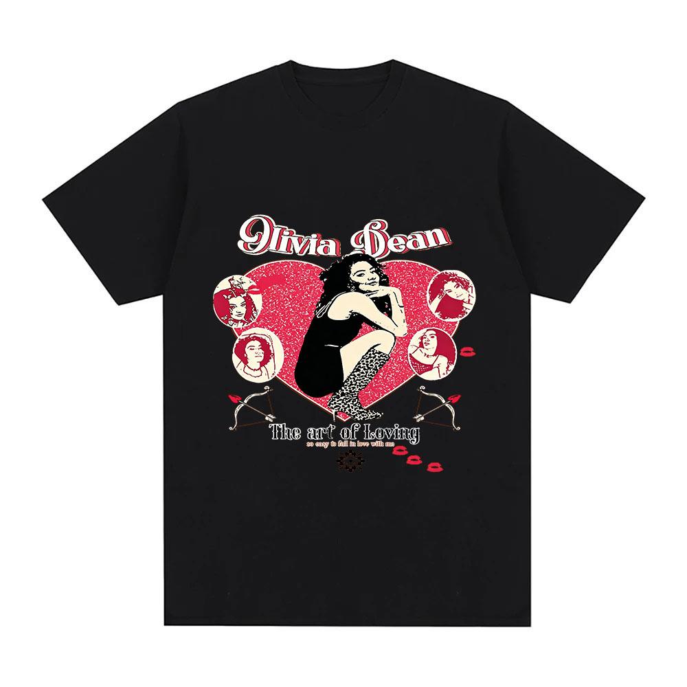 

Olivia Dean Graphic Print T-shirt 100% Cotton Tees Aesthetic Women and Men Casual Streetwear Fashion O-neck Tops Summer Tees XS чёрный