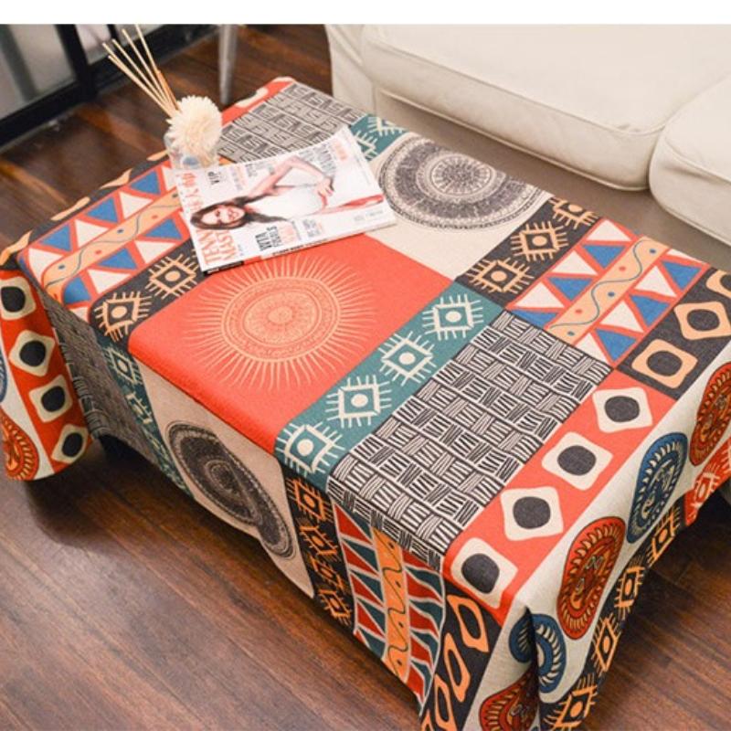 

Bohemian Tablecloth with Rectangular Mandala Print Ethnic Style Dining Tablecloth Retro Thai Tea Table Cover Cloth Festival Party Home Decorat Fabric 100*140cm