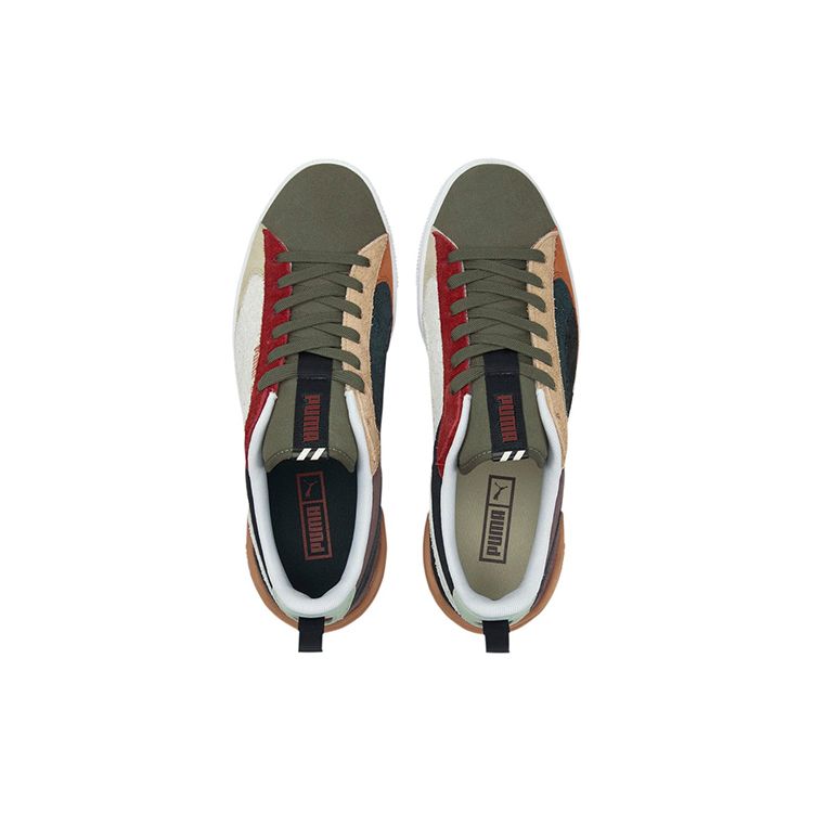 Puma Suede Bloc Wtformstrip Retro Versatile Casual Low-Top Skate Shoes Unisex sneaker Green Red Brown 381184-02