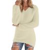 Women's Casual Fashion Long Sleeve Button-Down Pullover Top