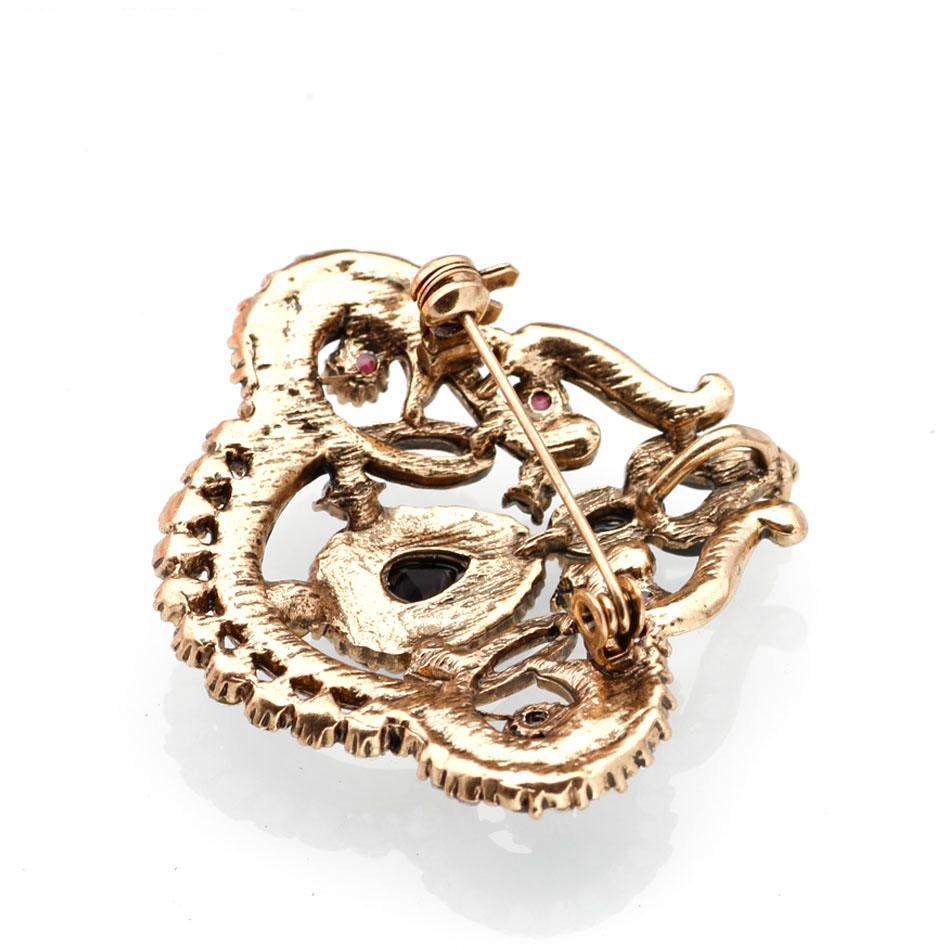 Spilla vintage con fiore in cristallo Spilla da donna color oro antico
