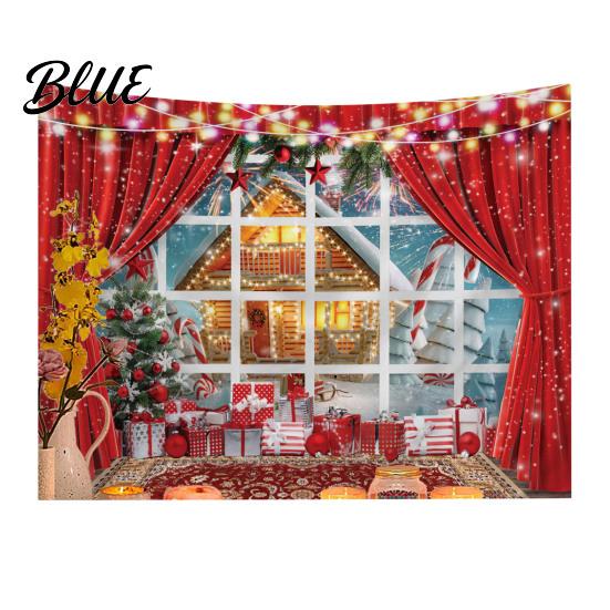Christmas Wall Hanging Snow Scene Tapestry Holiday Backdrop Xmas Tree Cloth for Window Wreath Tapestry Bedroom Living Room 59x39 Inch Party