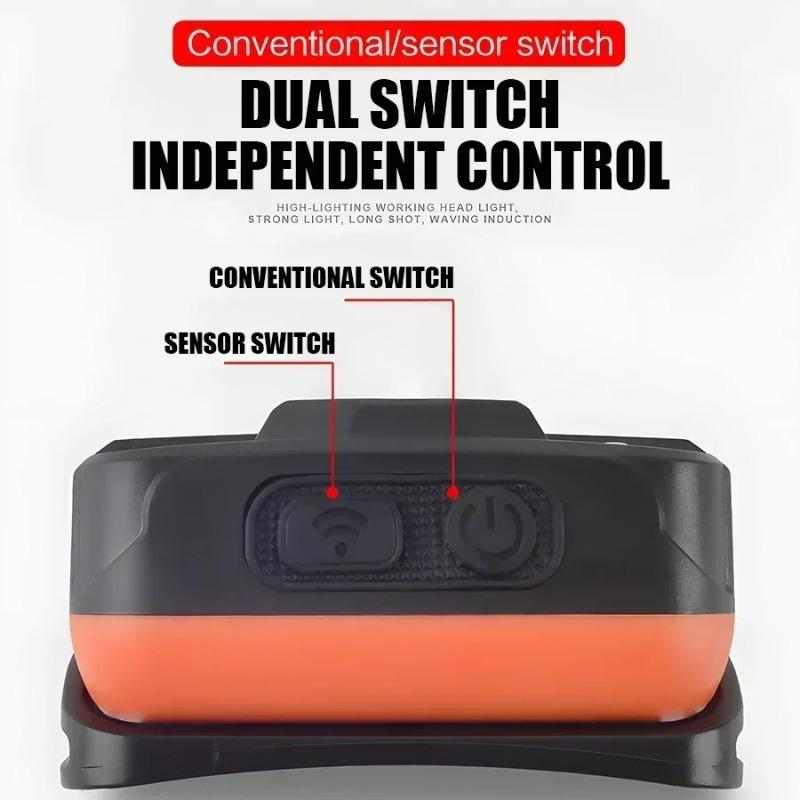 USB Oppladbar LED Hodelykt Bærbart Lys med Innebygd Batteri 6 Lysmoduser Fiske Hodelykt Utendørs Camping Lanterne