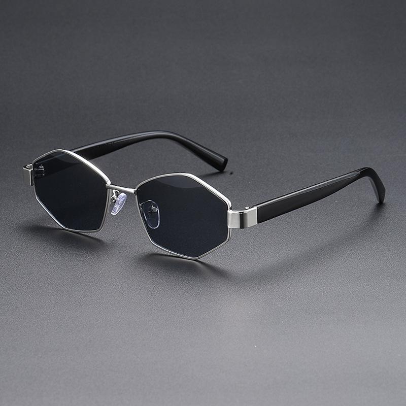 New Fashion Polygonal Metal Frame Sunglasses UV400 Protection Trendy Unisex Outdoor Driving Glasses
