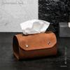 Retro PU Leather Tissue Holder Household Tissue Storage Box Tissue Box Living Room Decoration Bedroom Kitchen Office Storage Bag