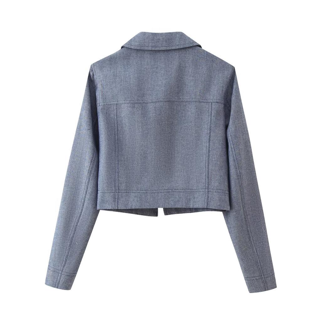 European-American French women's fashionable versatile zip-up blazer + trousers set