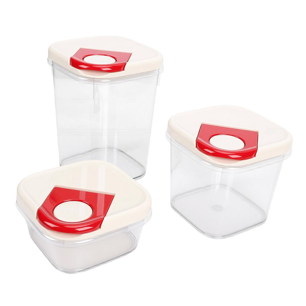 3 Pcs Food Storage Container Airtight Damp Proof Transparent Food Storage Box Set for Kitchen
