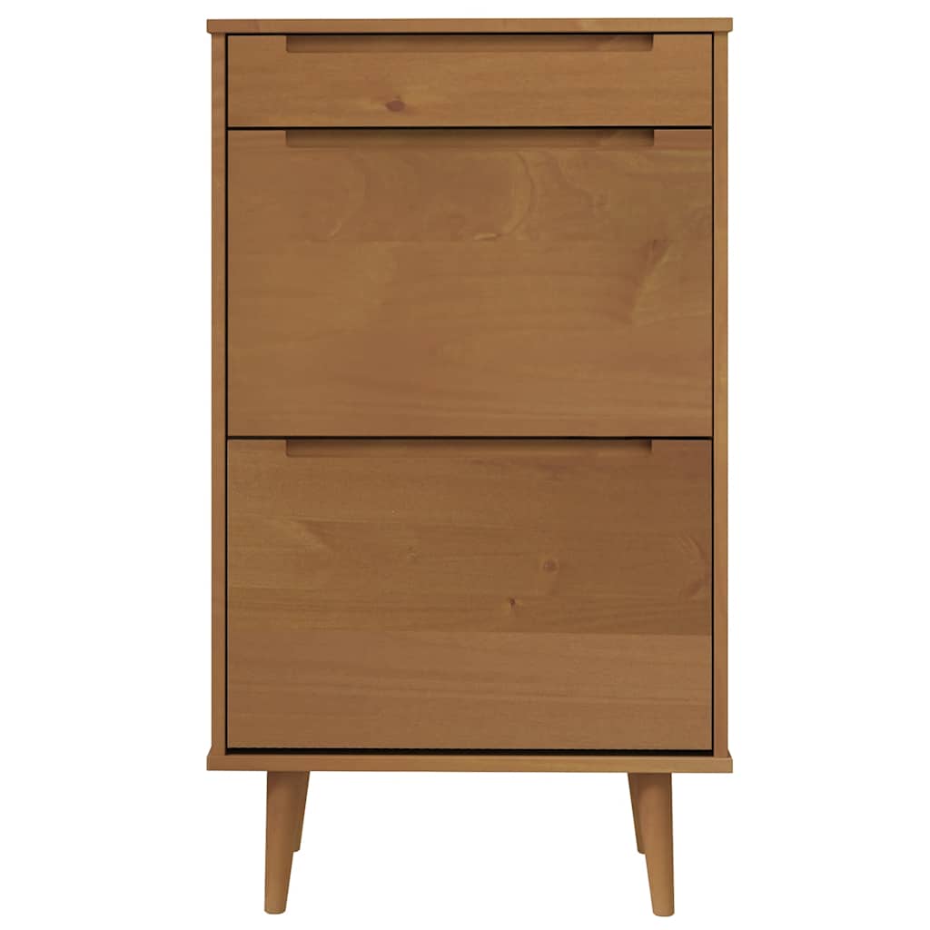 Shoe Cabinet MOLDE Brown 59.5 x 35 x 103 cm Solid Pine Wood