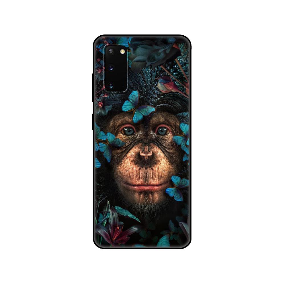 

Черный чехол из ТПУ для Samsung Galaxy S20 /S20 PLUS/S20 ultra/S20+ /S20FE задняя крышка Цветок Животное Тигр Samsung S20