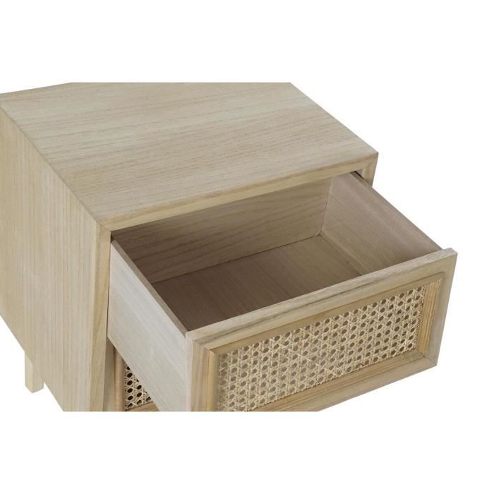 Table de chevet naturel rotin bois de paulownia (43 x 33,7 x 56 cm)