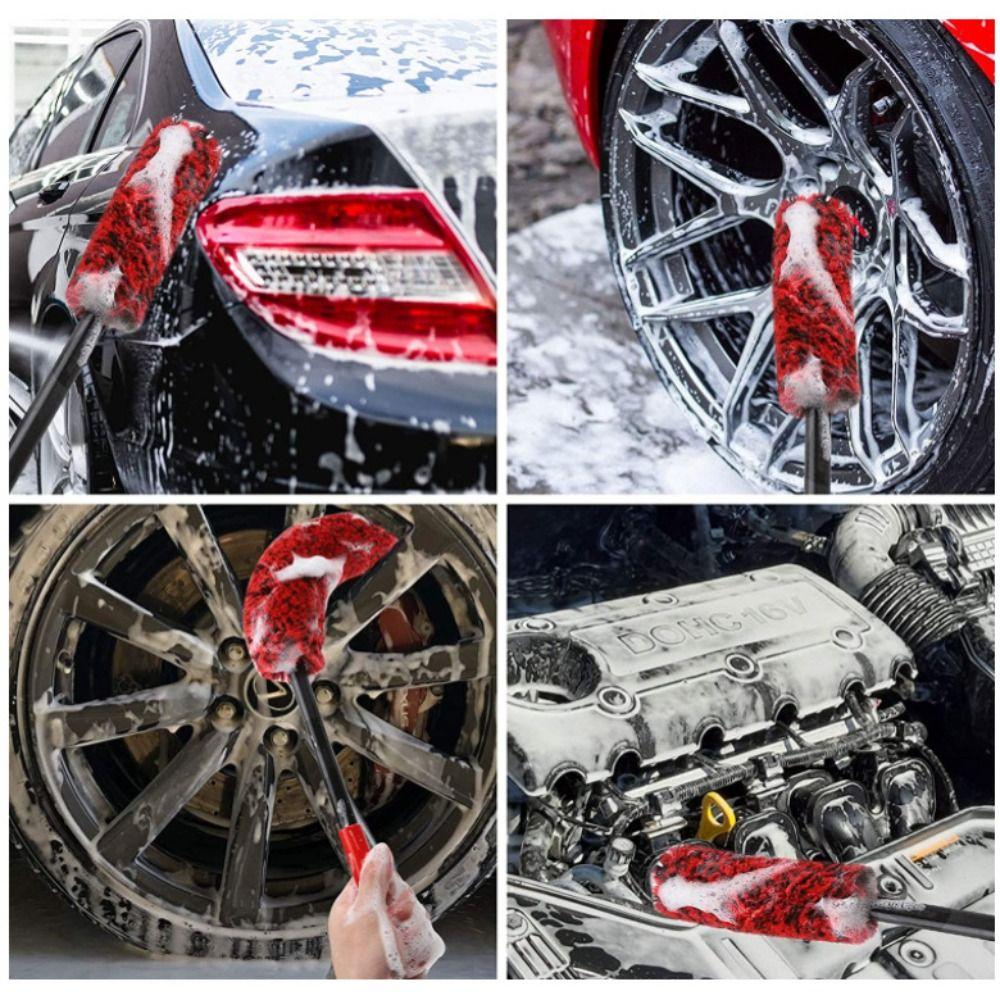 Long Handle Car Wheel Detailing Brush Plush Material Car Rim Tire Wash Brushes  Car Wash