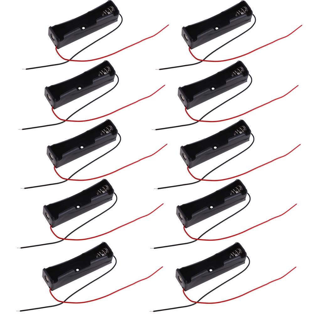 

50Pcs 18650 Battery Holder Box 1 Slot 3.6~4.2V Clip Holder Case Cell Plastic Container with Connect Black Red Wires