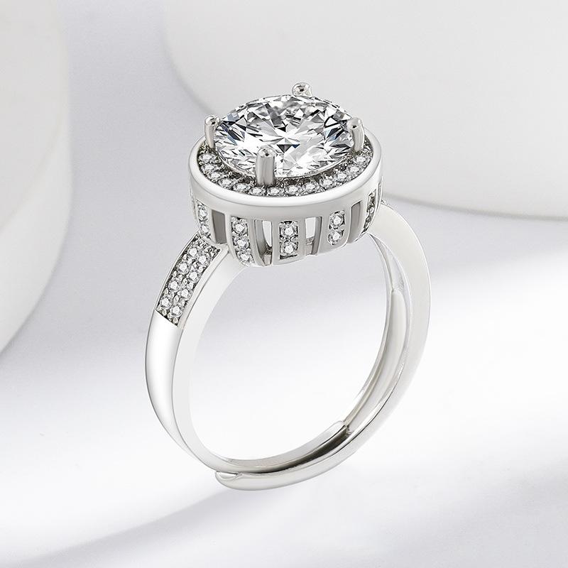 925 Sterling Silver Princess Round Bag 3 Carat Imitation Mozambican Diamond Zircon Ring Birthday Anniversary Party Gift