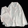 Spring Summer Women's New Ice Silk Pajamas Loungewear Set Teenage Cute Ice Silk Pajamas Spring Lace Long Sleeve Loungewear