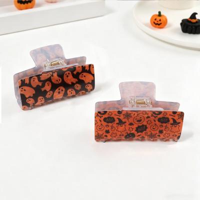 Haarkralle Halloween Geist Spinnenmuster Hinterkopf Haarspange Anti-Rutsch Zähne Starker Halt Haifisch-Haarkralle Vielseitiges Haaraccessoire