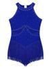Kids Girls Latin Dance Dress Sequin Fringed Tango Salsa Cha Cha Ballroom Ballet Costume Splice Dancewear Tassel Bodysuit