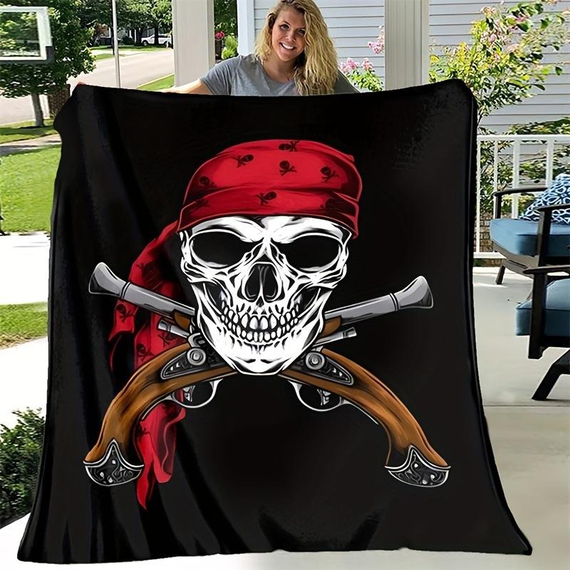Piraten Totenkopf Aufdruck Decke Flanelldecke Leicht Weich Bequem Sofa Bettdecke Decke