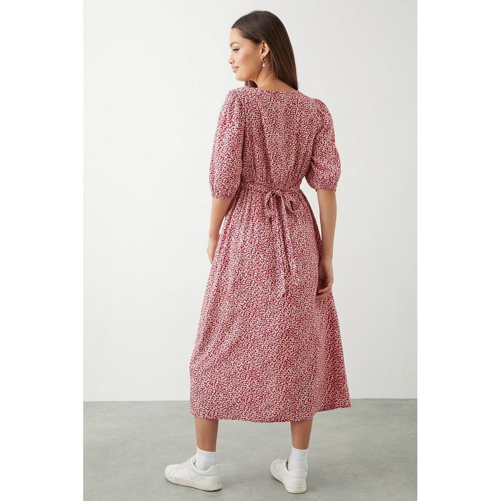 Dorothy Perkins Womens/Ladies Ditsy Print Button Detail Petite Midi Dress