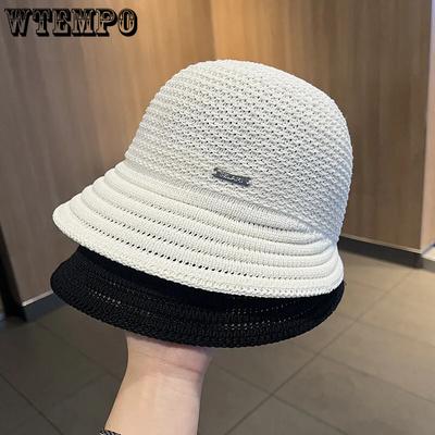 Women's Wide Brim Travel Beach Breathable Hats Hollow-out Solid Color Spring Summer Foldable Sun Hats