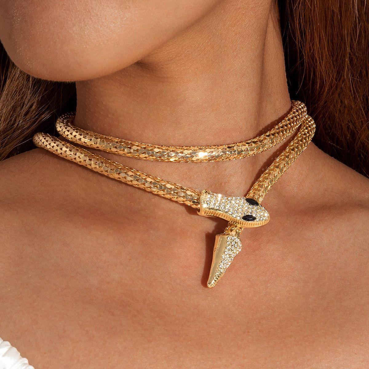 Персонализированное змеиное ожерелье женская мода хипстер интернет-знаменитость живая змеиная костяная цепочка браслет шейная цепочка аксессуары