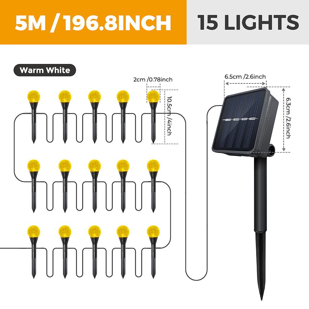20/30LED Outdoor Solar Bubbles Lawn Lamp String Set Landscape Decoration IP65 Waterproof Leds Solar-Powered Stake Lights for Garden Yard