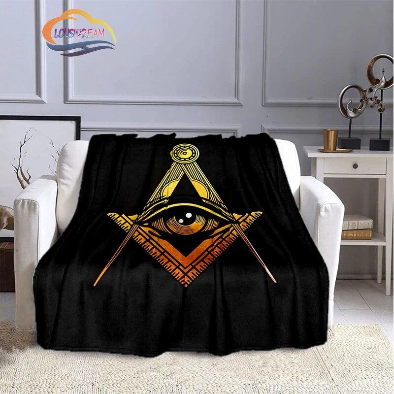 The Freemasons Blanket Freemasonry Series Flannel Cashmere Blanket Masonic Fluffy  All Seeing Eye Printing Pattern Blanke