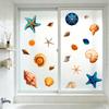 Muschel Seestern Fensteraufkleber, Wasserdichte Ozean Meeresleben Fensterfolie, Wiederverwendbare Statische Aufkleber für Glastür, Sommerparty Zubehör