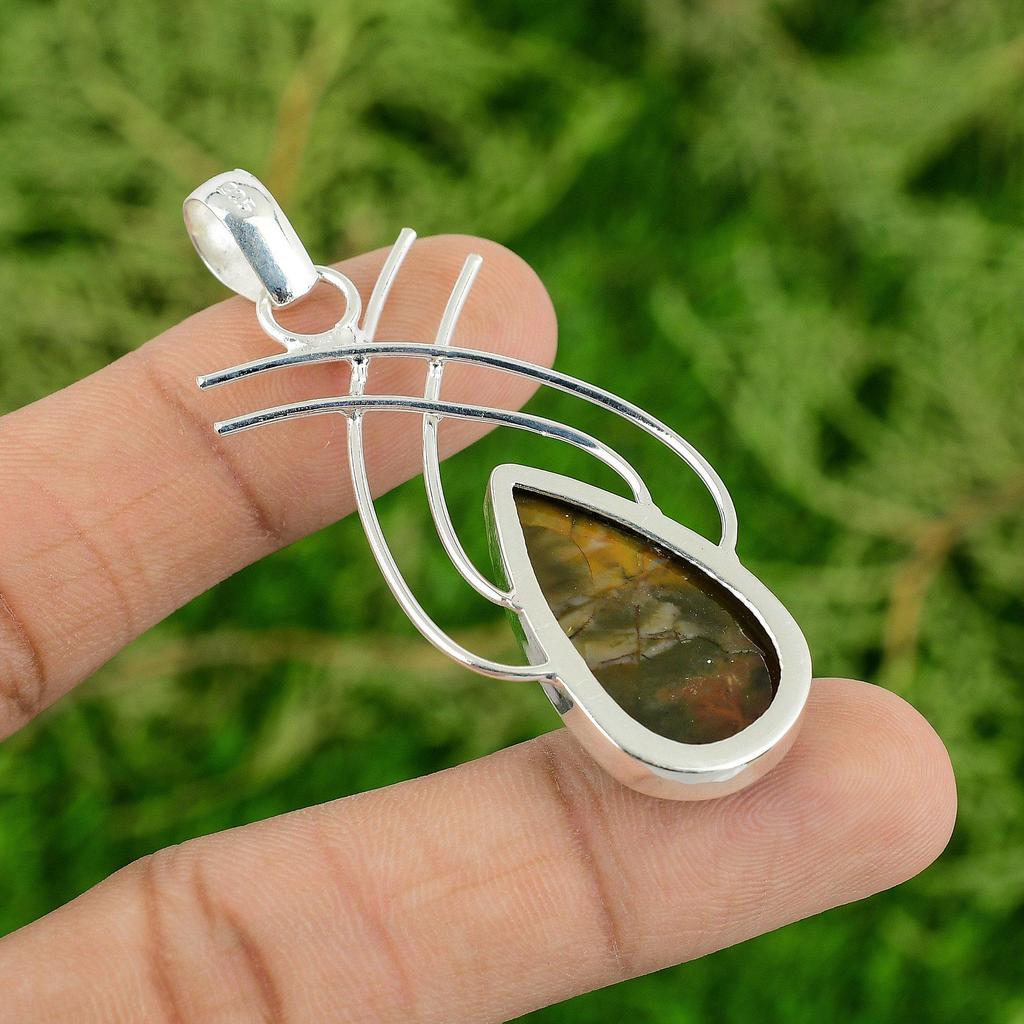 Daughters Day Deal Sterling Silver Rhyolite Stone Birthday Mother New Pendant