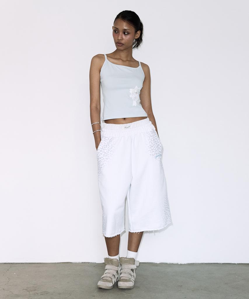 FANCY CLUB Leopard Sagging Bermuda Shorts (White) F26Qd403