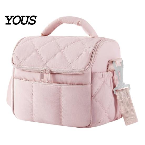 Fashionable Commuter Lunch Pouch Quilted Double Layer Insulated Bag, Lightweight Leakproof Thermal Box, Bag for Soup Storage Portable Large