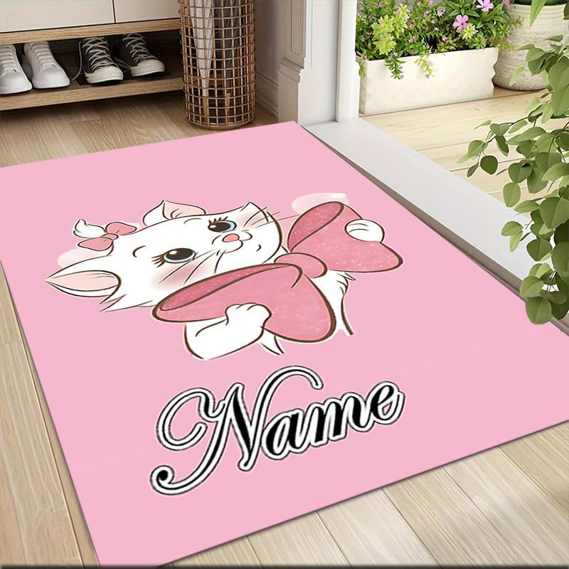 Custom Name Pink Cats Theme Carpet Rug Customizable Soft Washable Anti-Slip Home Living Room Sofa Mats Personalized Rug. 0909415